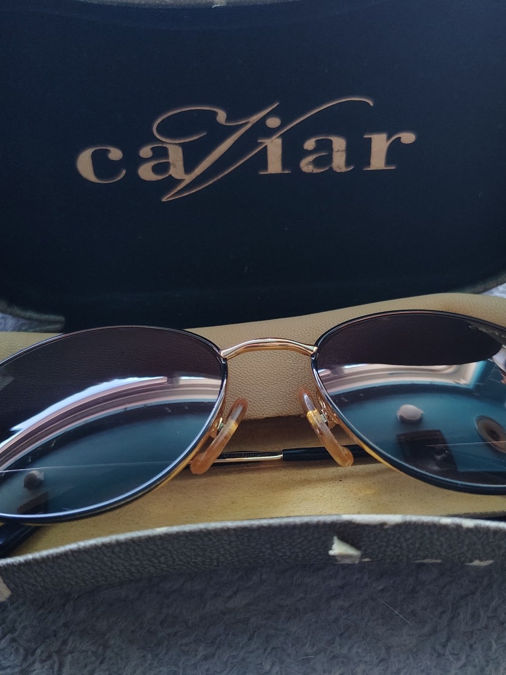 Caviar Women’s Gold Frame Black Lens Sunglasses